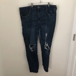 AEO Dark Wash Ripped Super Stretch Hi-Rise Jegging